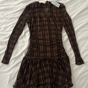 NWT Cupshe Brown Plaid Mini Dress
